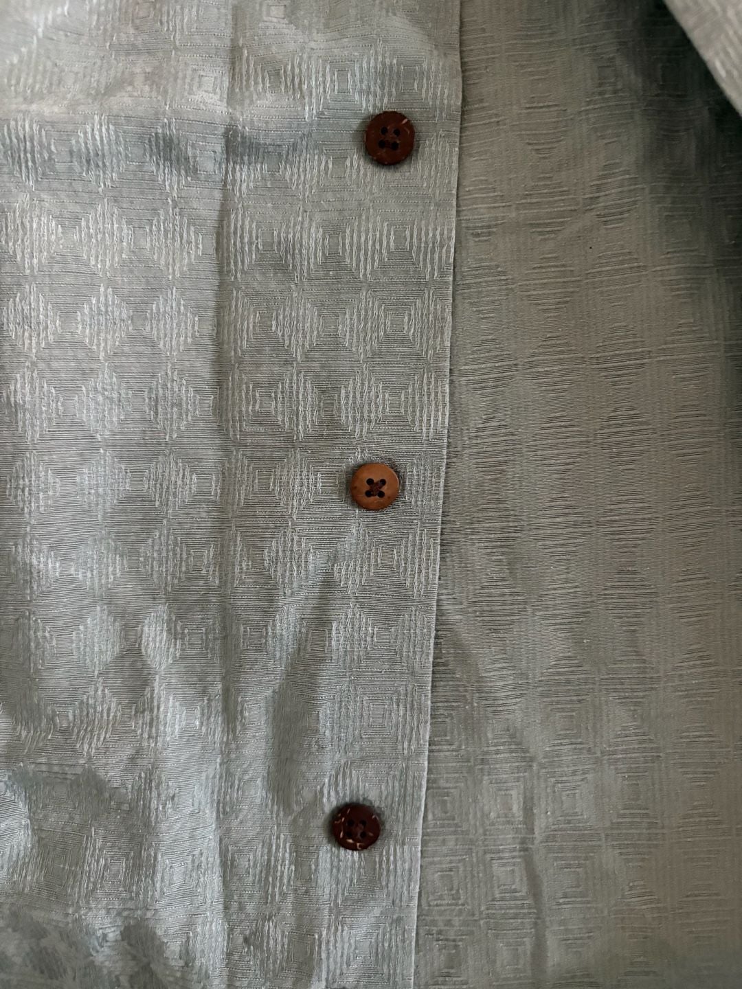 Haggar 100% Silk Machine Washable Textured Square Pattern Sage Green Short Sleeve Camp Shirt Small 5