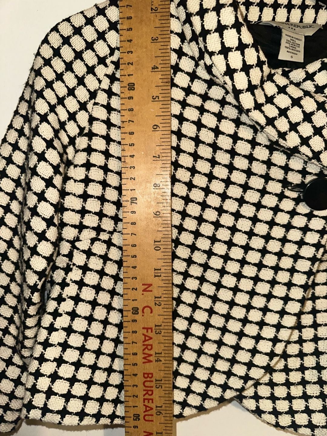 Banana Republic Black Ivory Geometric Textured Cropped Bolero Jacket Small Lined 4