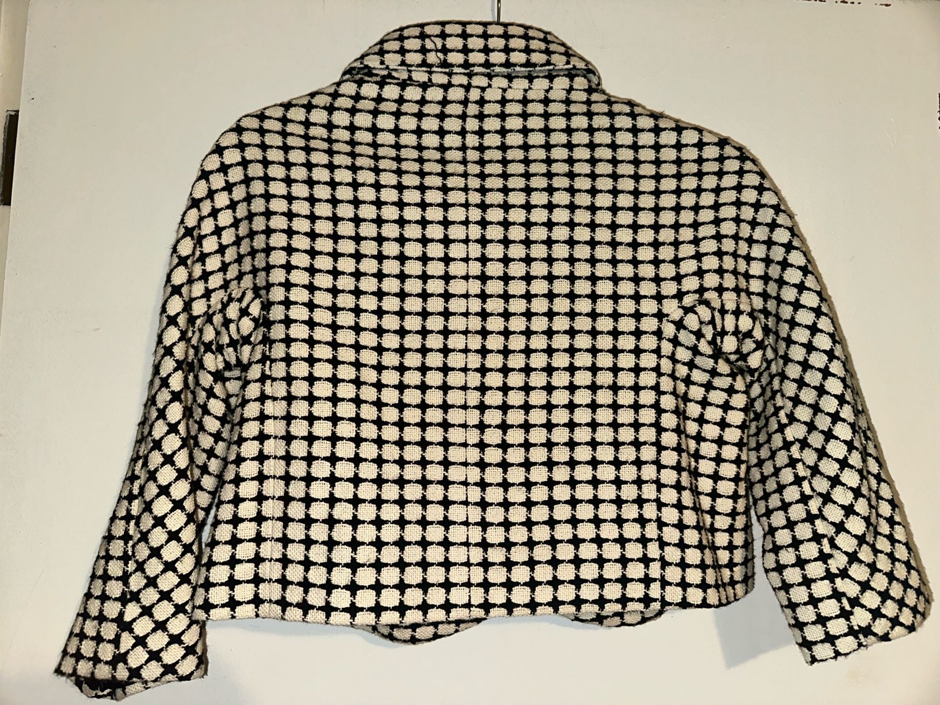 Banana Republic Black Ivory Geometric Textured Cropped Bolero Jacket Small Lined 5