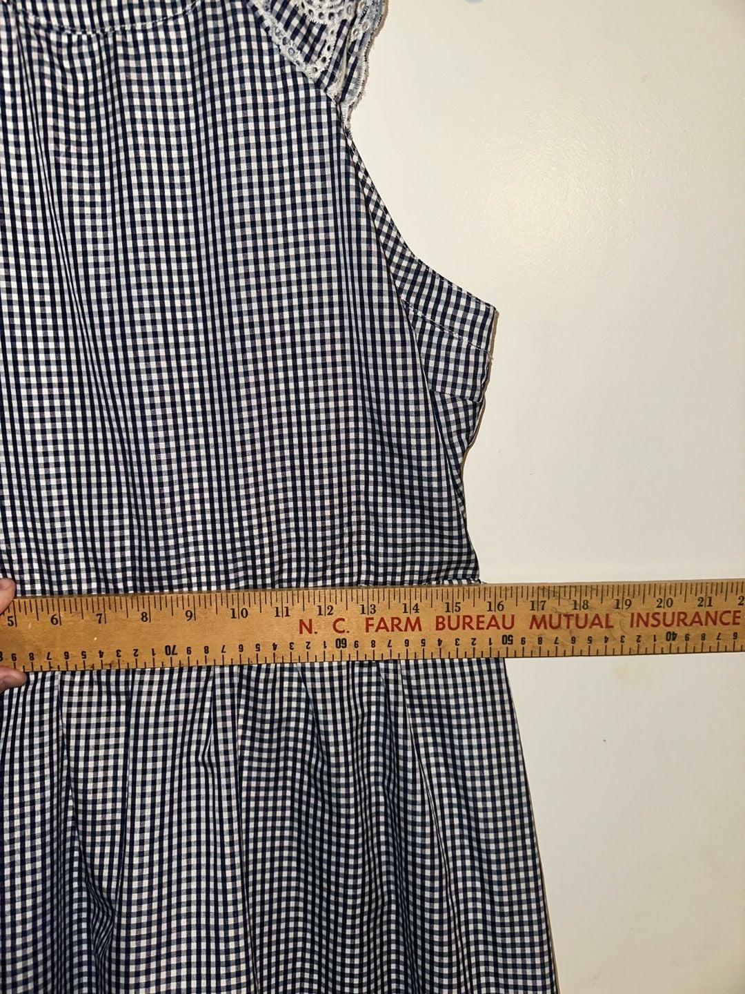 Copper Key Navy Blue White Gingham Sleeveless Dress with Eyelet Lace Trim XL NWT 5