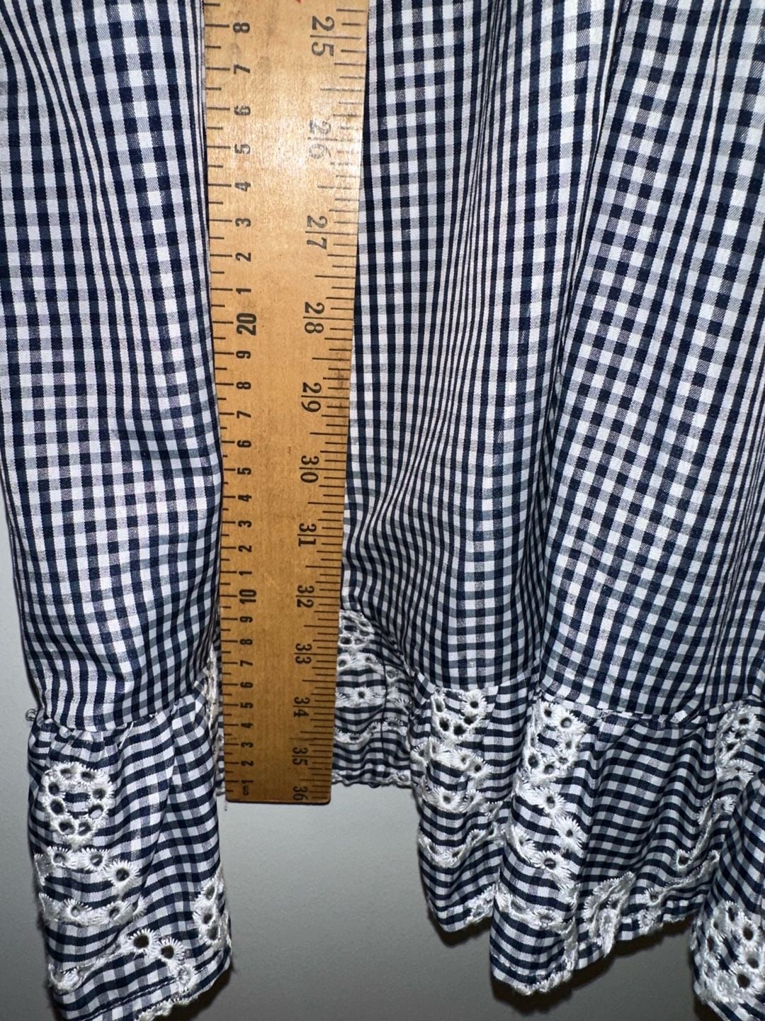 Copper Key Navy Blue White Gingham Sleeveless Dress with Eyelet Lace Trim XL NWT 10