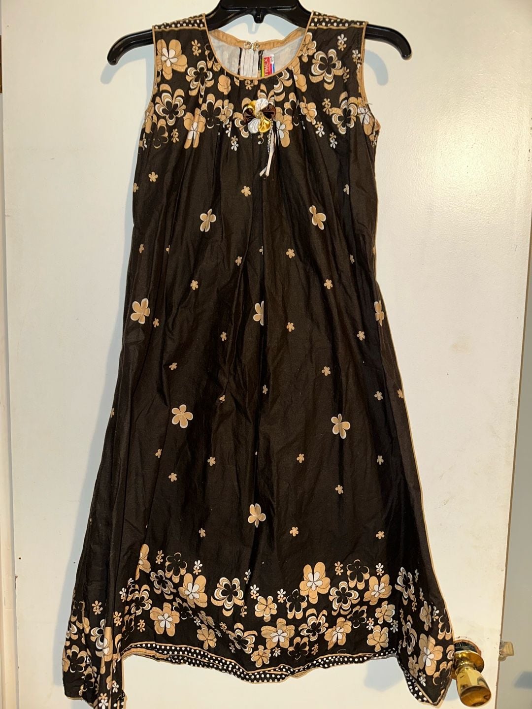 Timex Girls Wear Brown Floral Sleeveless Maxi Dress with Flower Detail Large 1