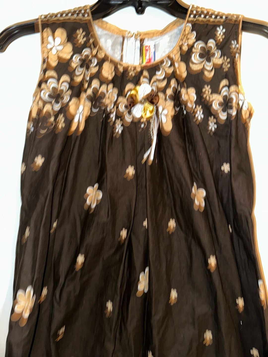 Timex Girls Wear Brown Floral Sleeveless Maxi Dress with Flower Detail Large 2