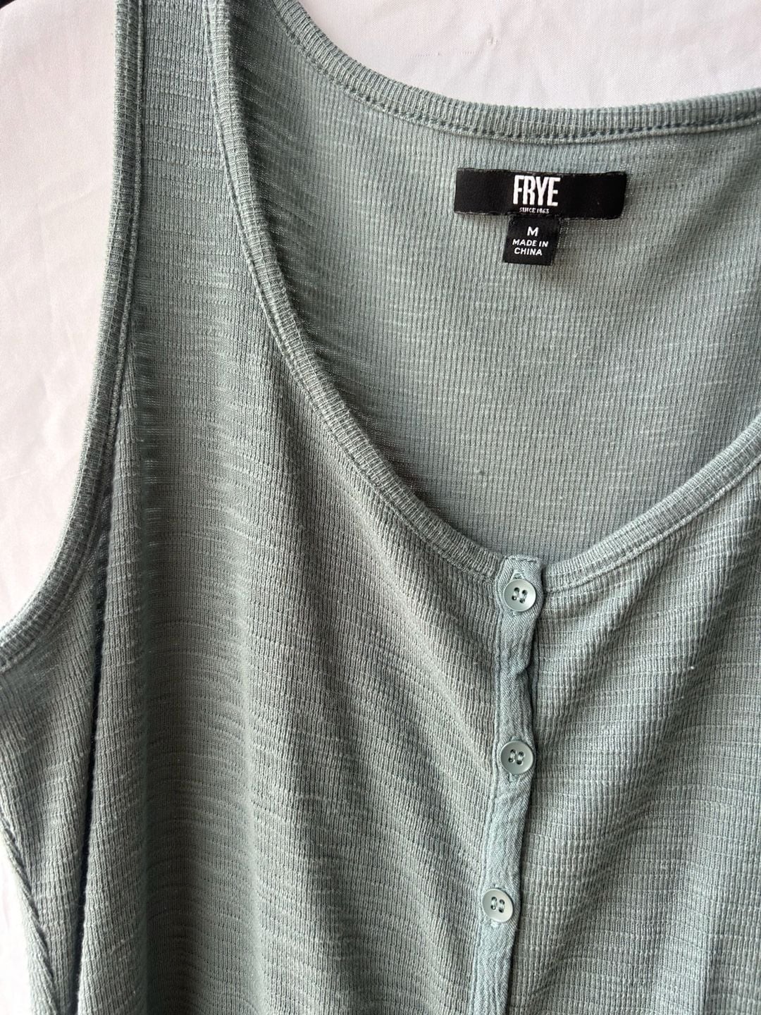Frye Women's Sage Green Ribbed Knit Button-Front Henley Midi Dress 2
