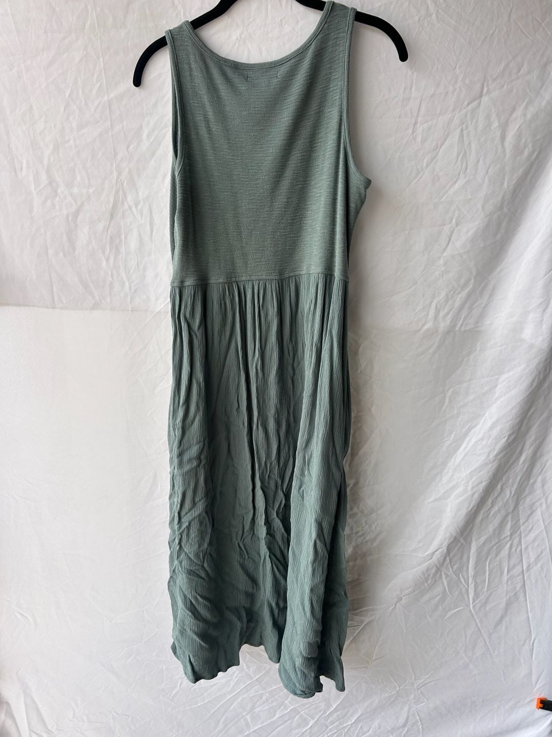 Frye Women's Sage Green Ribbed Knit Button-Front Henley Midi Dress 4