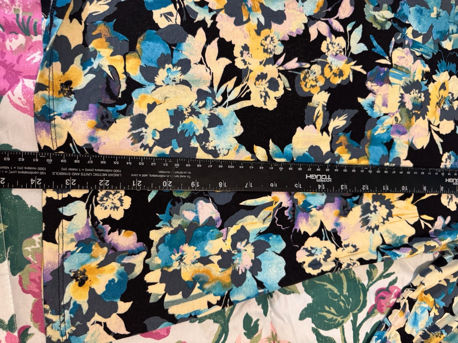 Chico's Blue and Yellow Floral Long Sleeve Knit Top Size 0 Small 5