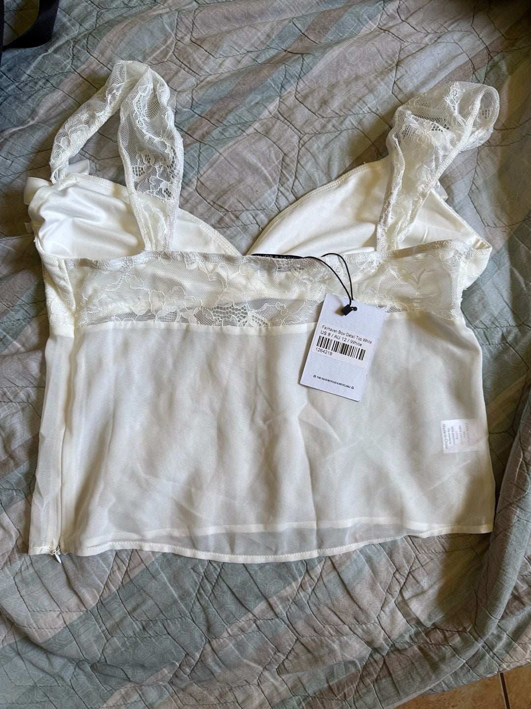 Princess Polly Fairhaven Bow Detail Lace Crop Top White 3