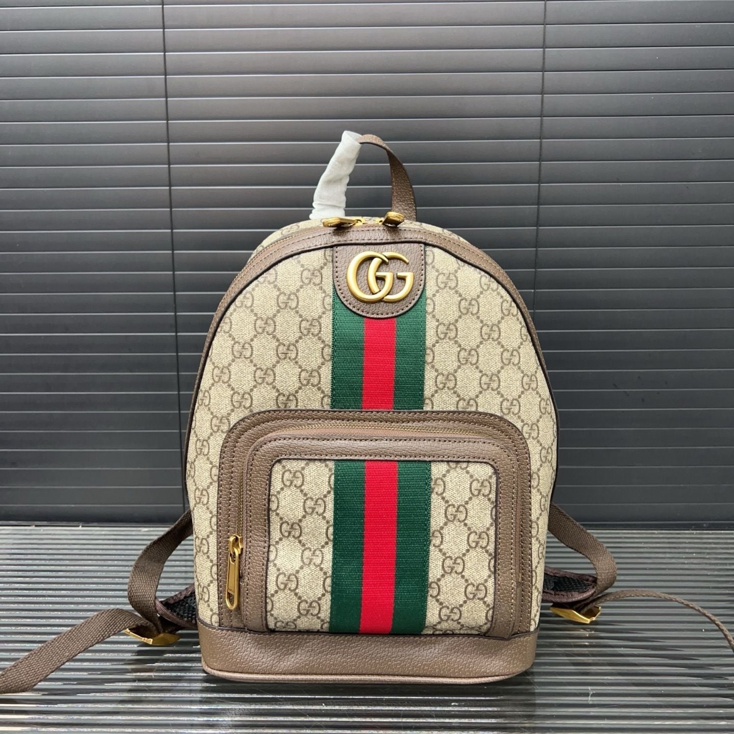 Gucci Ophidia Small GG Supreme Backpack with Web Stripe 2