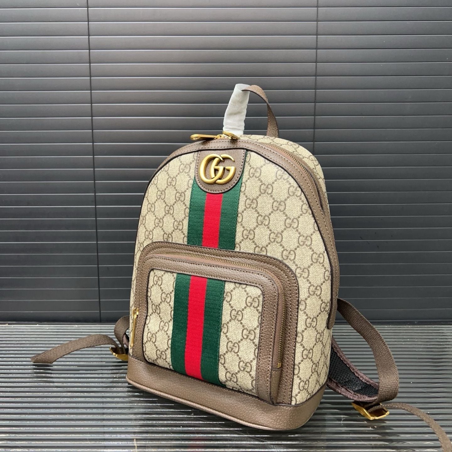 Gucci Ophidia Small GG Supreme Backpack with Web Stripe 3