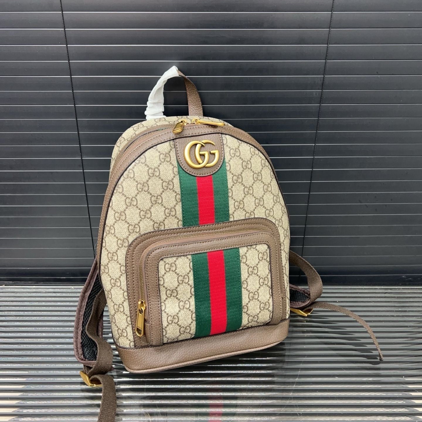 Gucci Ophidia Small GG Supreme Backpack with Web Stripe 4