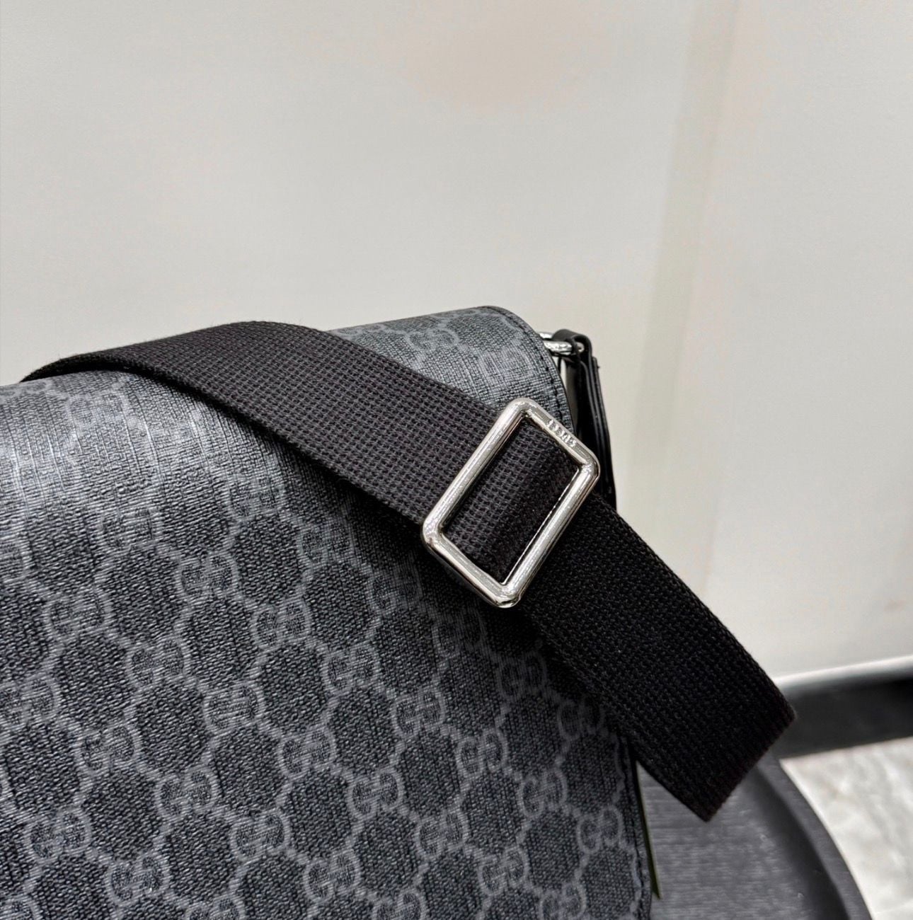 Gucci GG Emblem Medium Messenger Bag in Black GG Supreme Canvas 9