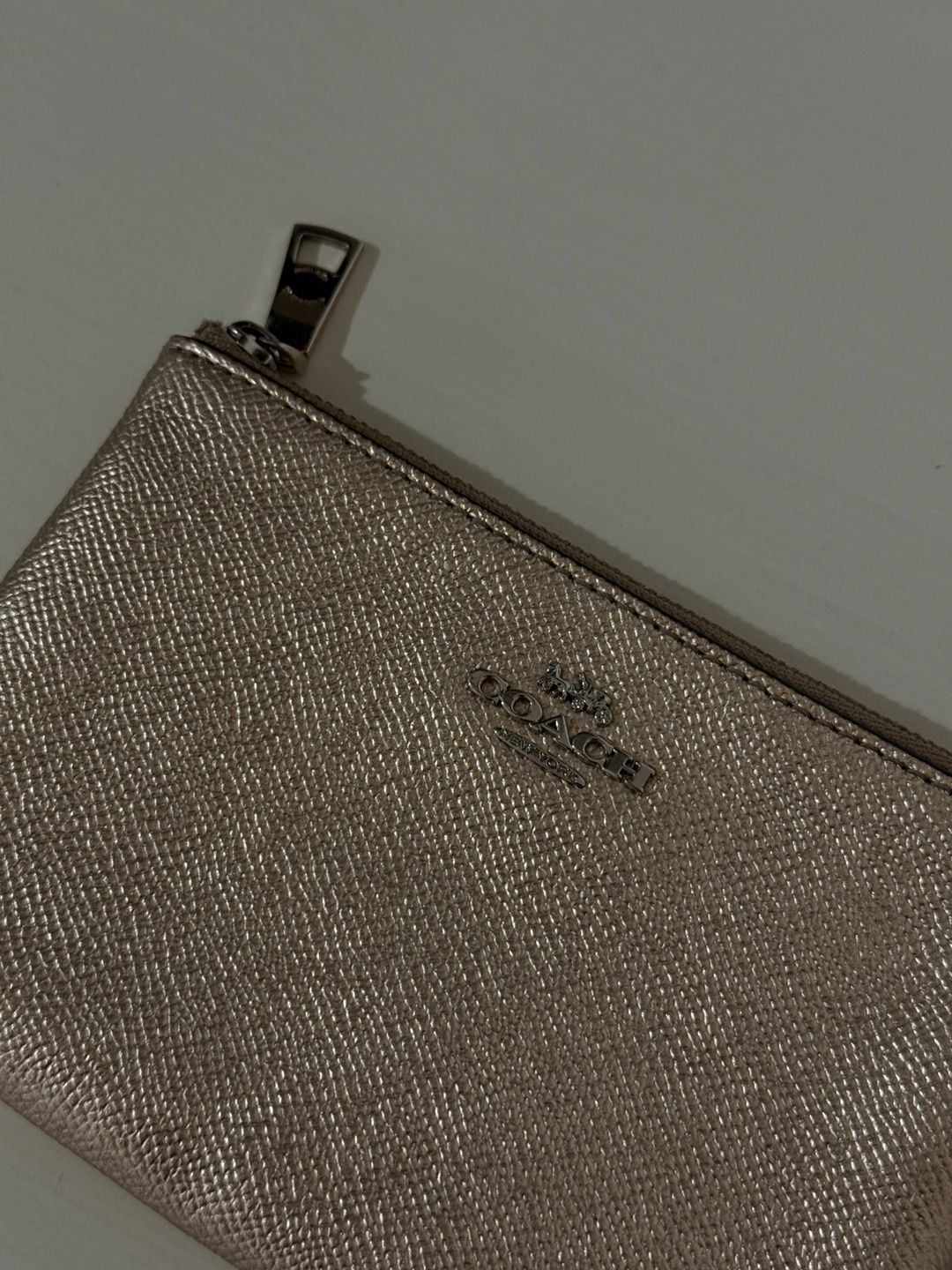 Coach Metallic Small Corner Zip Wristlet Wallet in shiny gold Leather 2