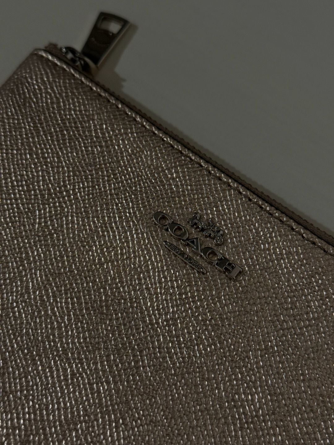 Coach Metallic Small Corner Zip Wristlet Wallet in shiny gold Leather 3