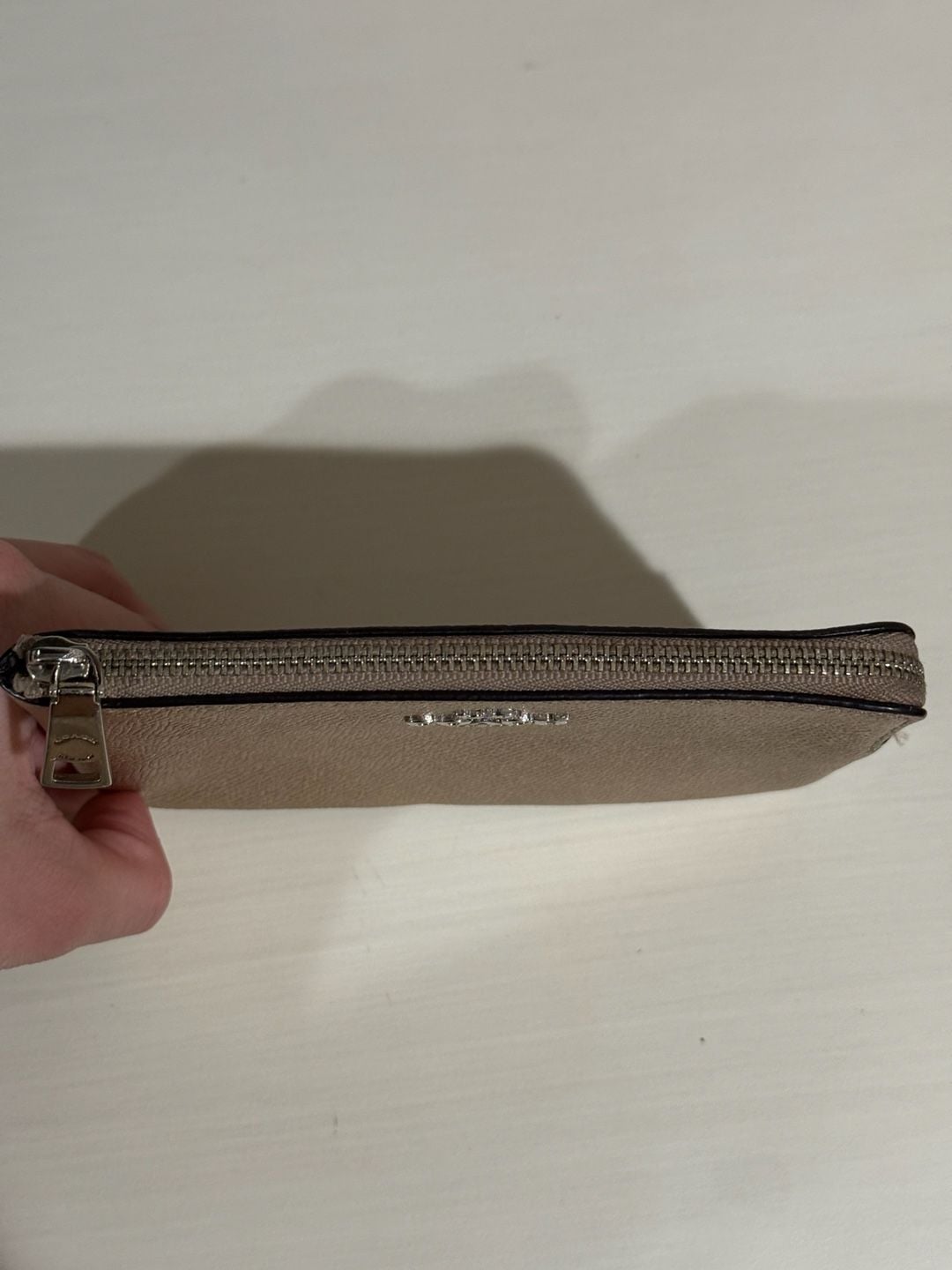 Coach Metallic Small Corner Zip Wristlet Wallet in shiny gold Leather 4