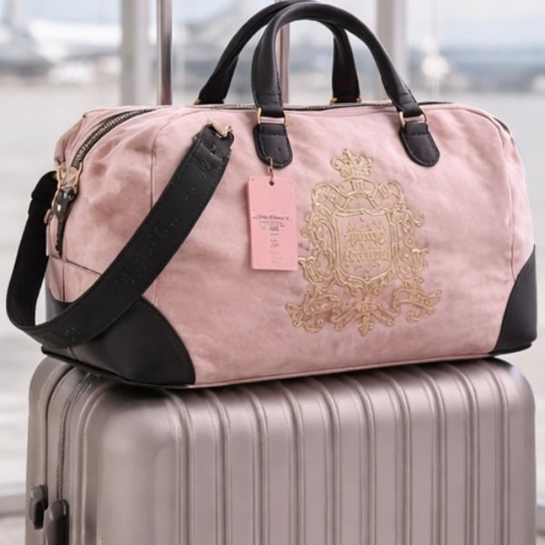 Juicy Couture Pink Velour Heritage Duffel Bag Travel Weekender 4