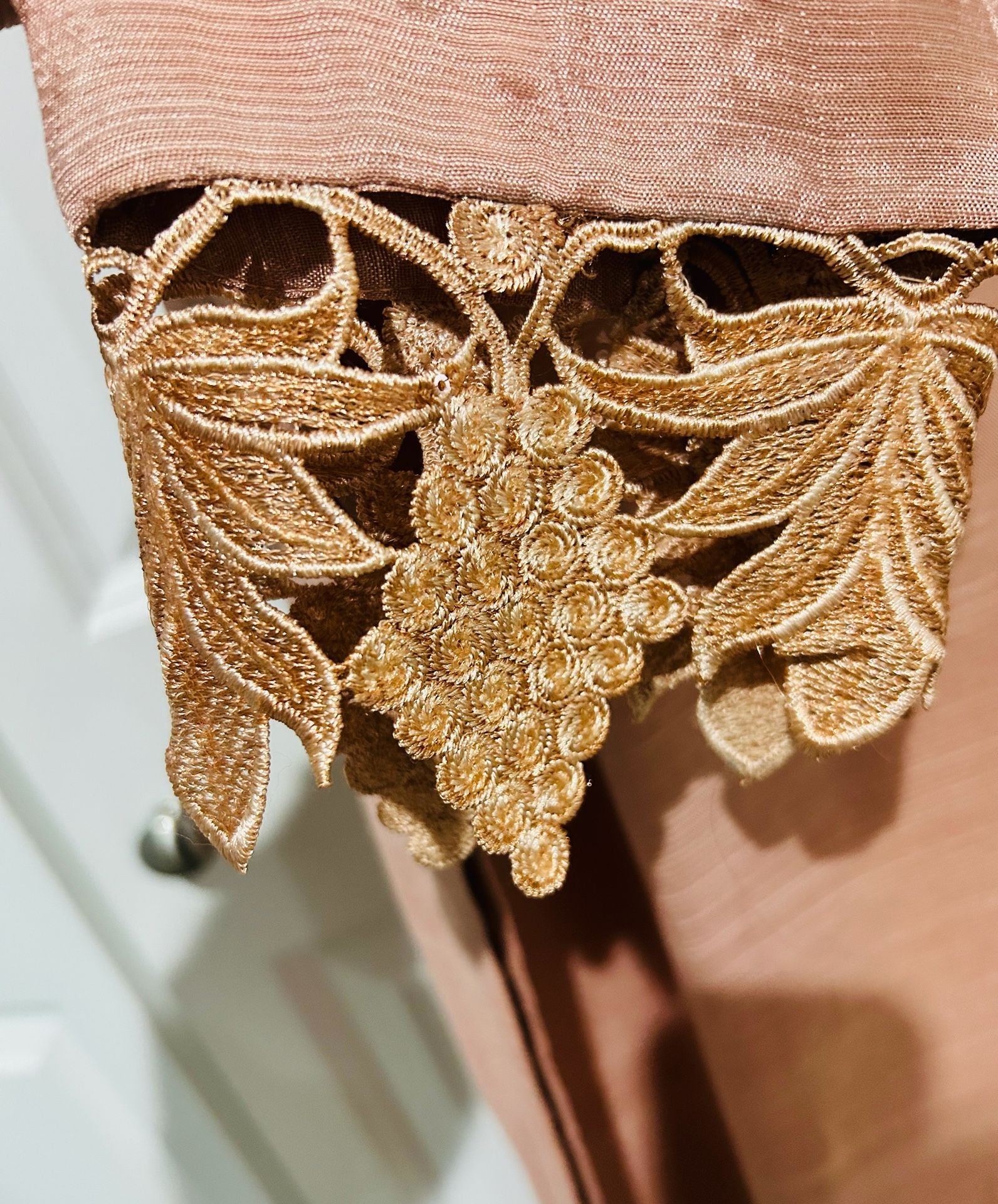 Peach Raw Silk Shalwar Kameez with Heavy Sequined Overcoat and Matching Clutch 5
