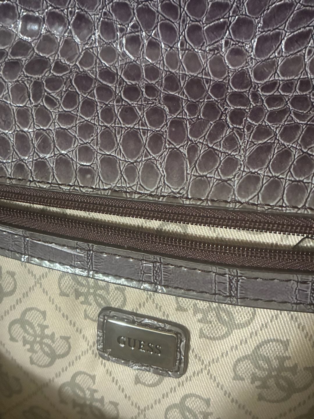 GUESS Leopard Print Flap Shoulder Bag with Croco Embossed Bow Detail 11