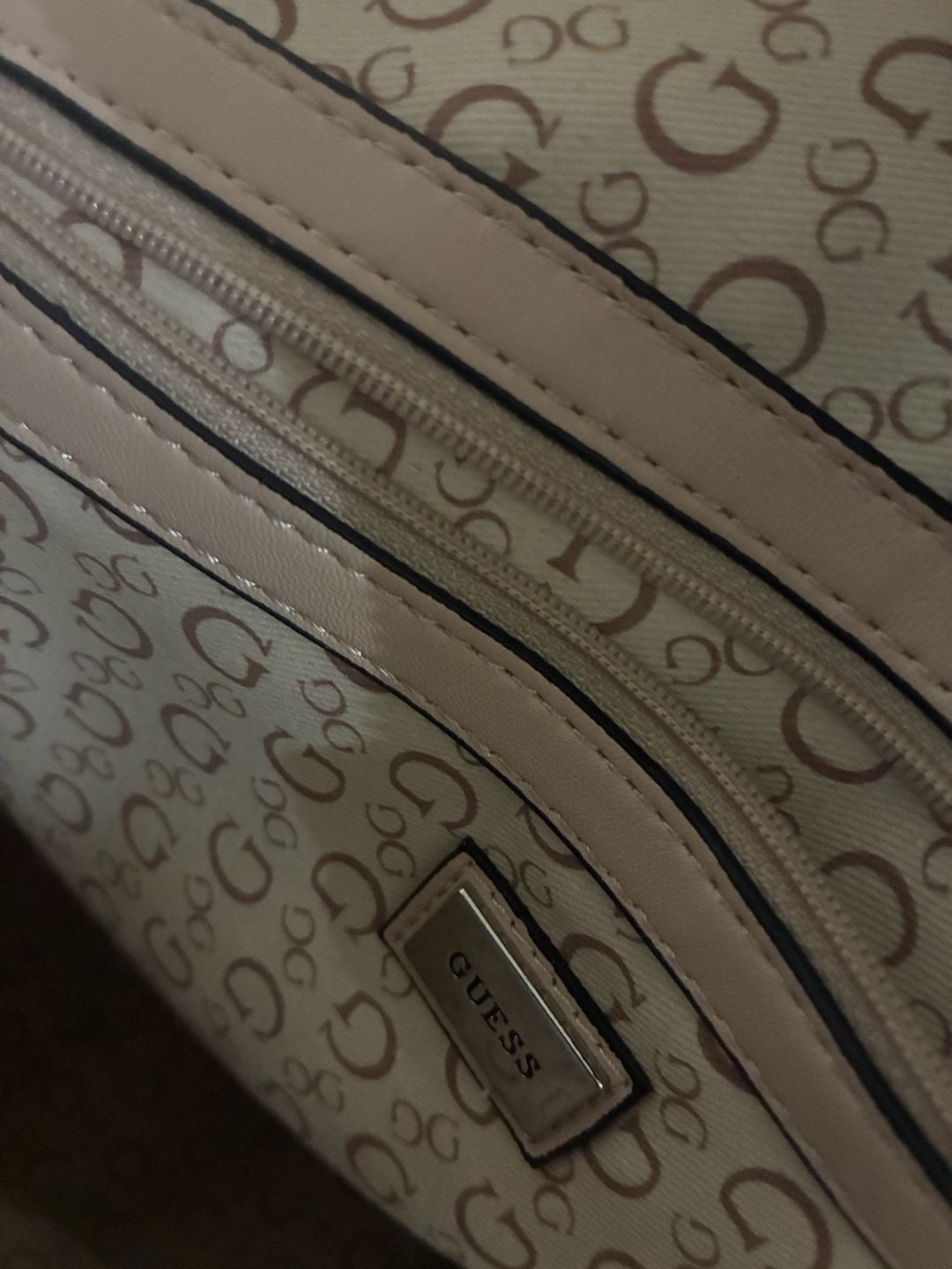 Guess Brown Logo Monogram Medium Backpack with Blush Trim 8