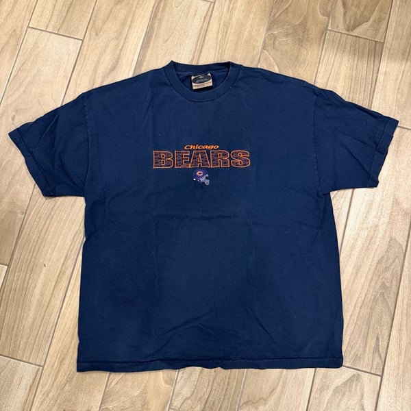 Vintage Antigua Chicago Bears Embroidered Logo Navy T-Shirt Size XXL