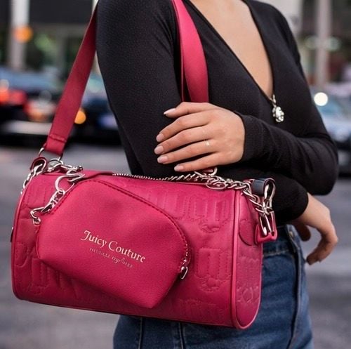 Juicy Couture Hot Pink Quilted Puff Barrel Crossbody Bag with Coin Pouch 3
