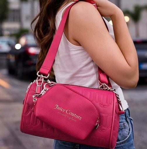Juicy Couture Hot Pink Quilted Puff Barrel Crossbody Bag with Coin Pouch 5