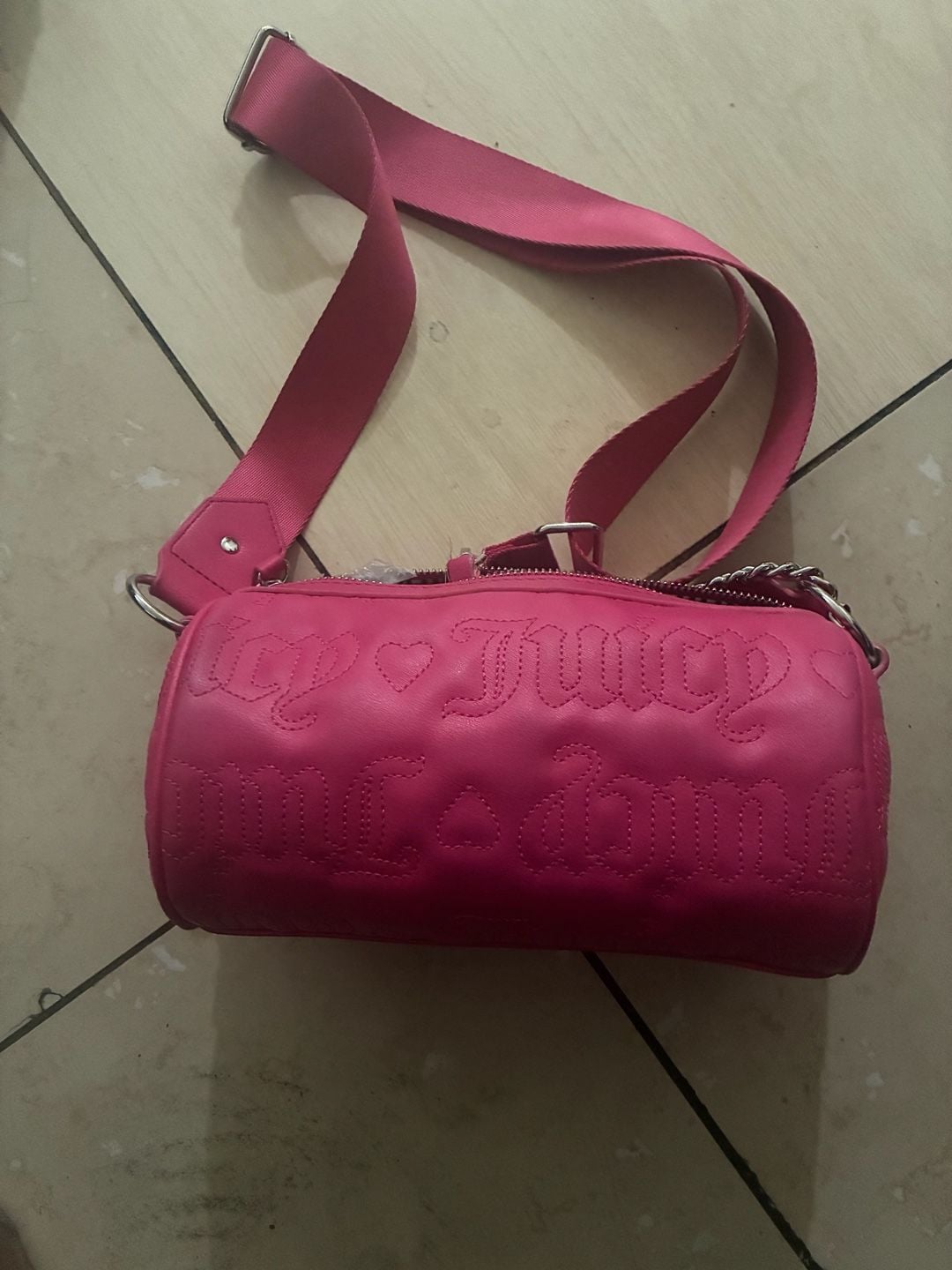 Juicy Couture Hot Pink Quilted Puff Barrel Crossbody Bag with Coin Pouch 6