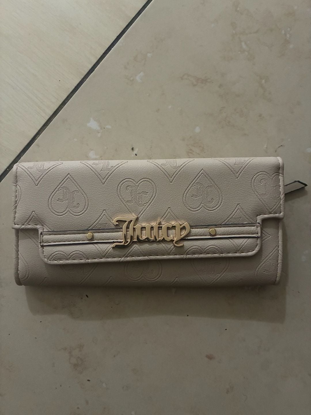 Juicy Couture Short & Sweet Single Gusset Heart Embossed Flap Clutch Wallet in Powder Blush 8
