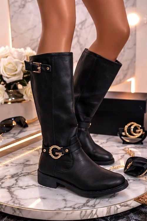 G by GUESS Hustle G-Logo Knee-High Riding Boots Black 3
