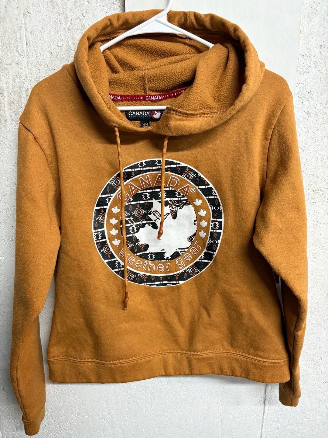 Canada Weather Gear Women's Hoodie, Mustard Yellow Fleece Pullover, Size M 2