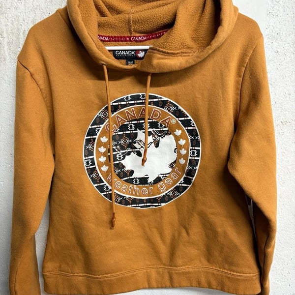 Canada Weather Gear Women's Hoodie, Mustard Yellow Fleece Pullover, Size M