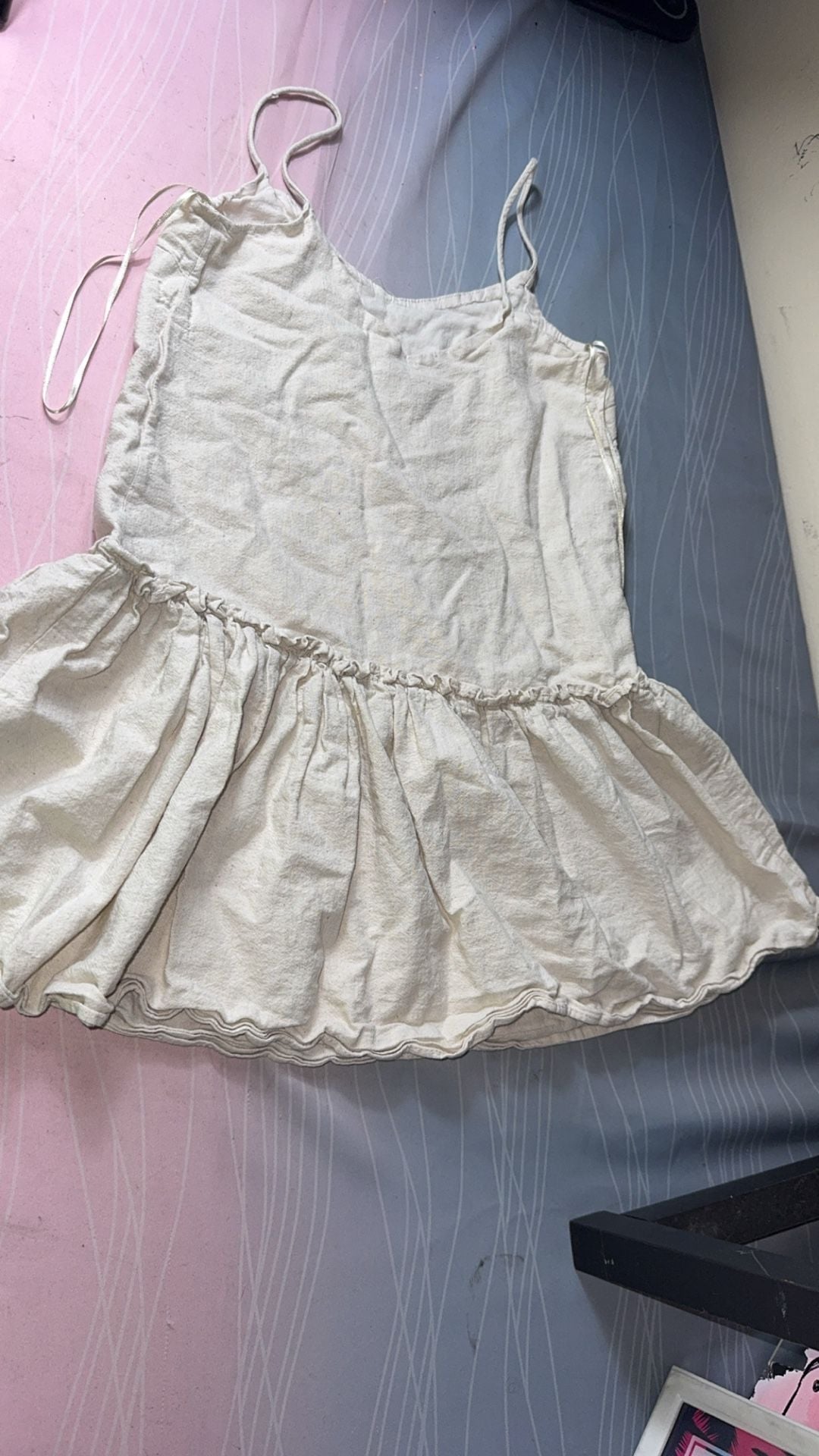 Primark Cream Cami Top with Drop Waist Peplum Hem 2