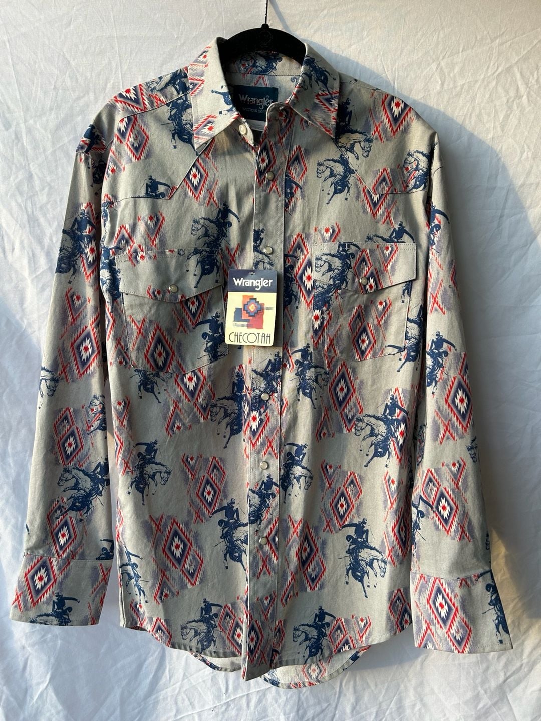 Wrangler Men's Checotah Western Horse Print Aztec Pearl Snap Shirt NWT 2