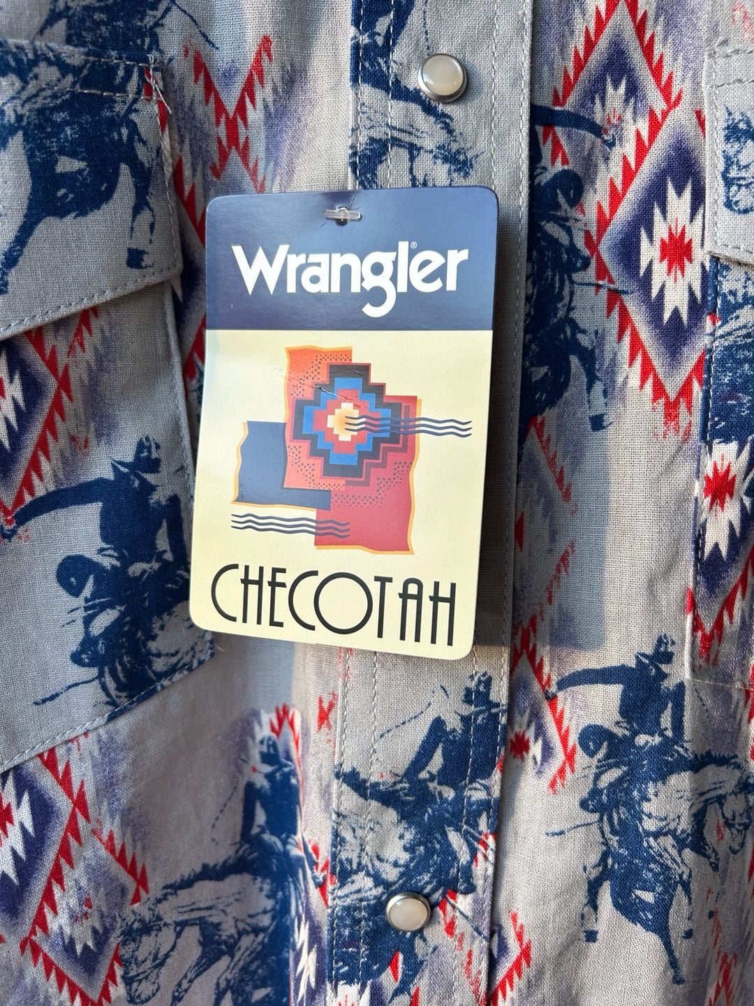 Wrangler Men's Checotah Western Horse Print Aztec Pearl Snap Shirt NWT 4