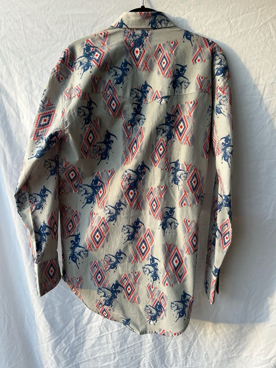 Wrangler Men's Checotah Western Horse Print Aztec Pearl Snap Shirt NWT 6