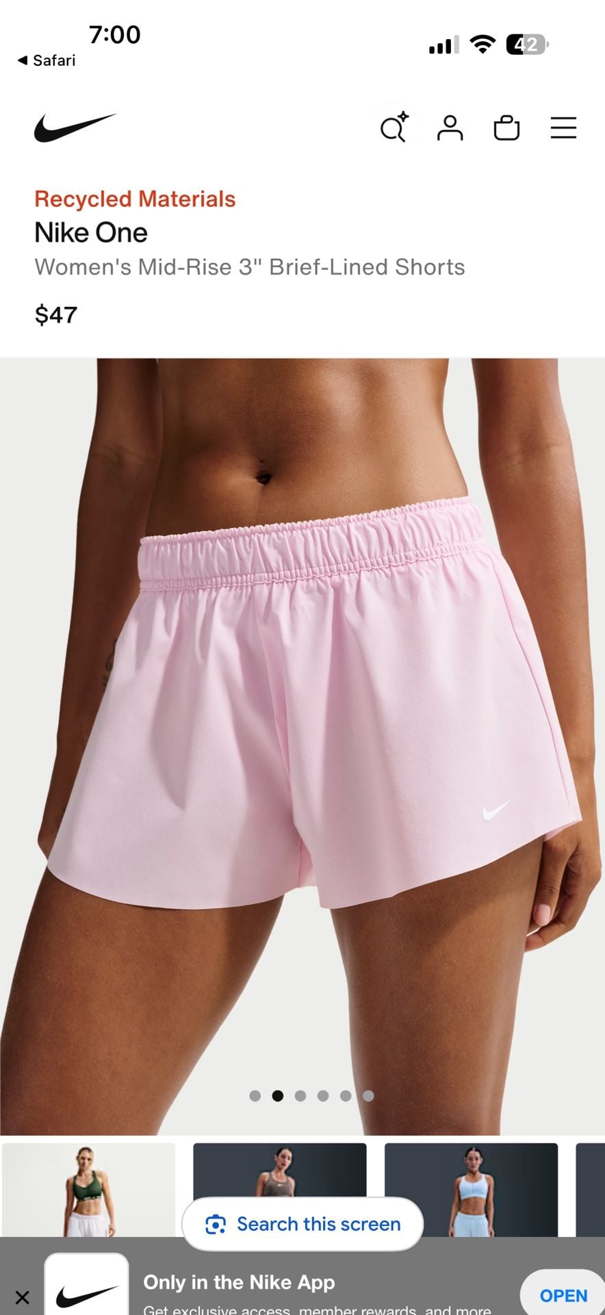 Nike One Women’s Mid-Rise 3” Brief-Lined Shorts – Pink – Women’s Large – NWOT 2