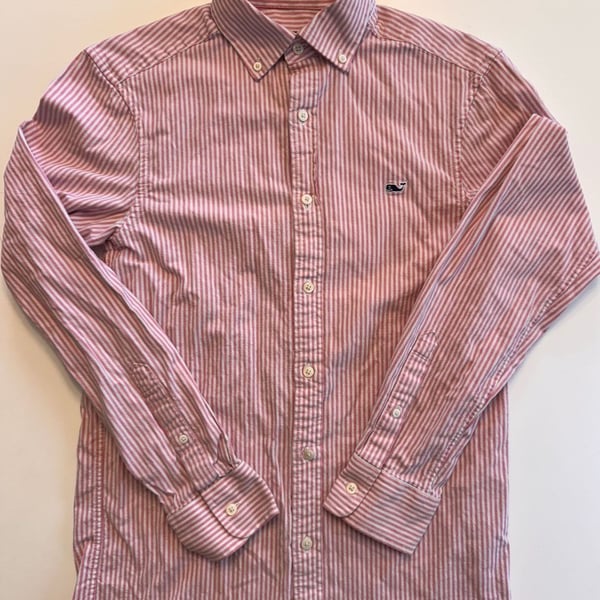 Vineyard Vines Men's XS Classic Fit Whale Shirt Pink Striped Button Down