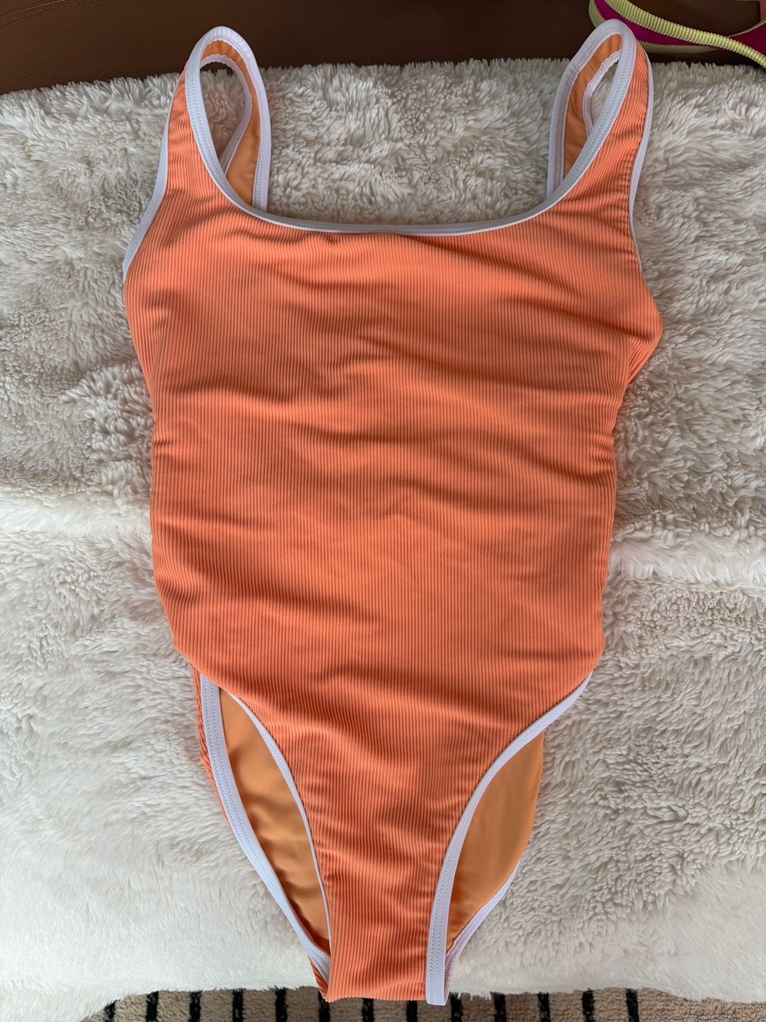 LainSnow Ocean Isle Ribbed One Piece Swimsuit in Cantaloupe - XS 4