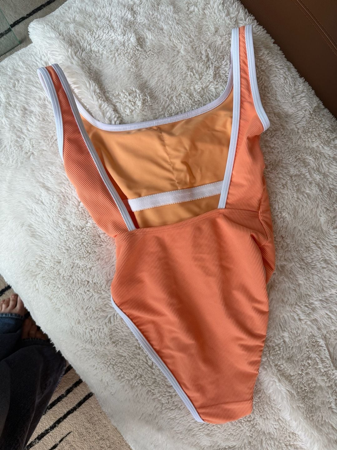 LainSnow Ocean Isle Ribbed One Piece Swimsuit in Cantaloupe - XS 5