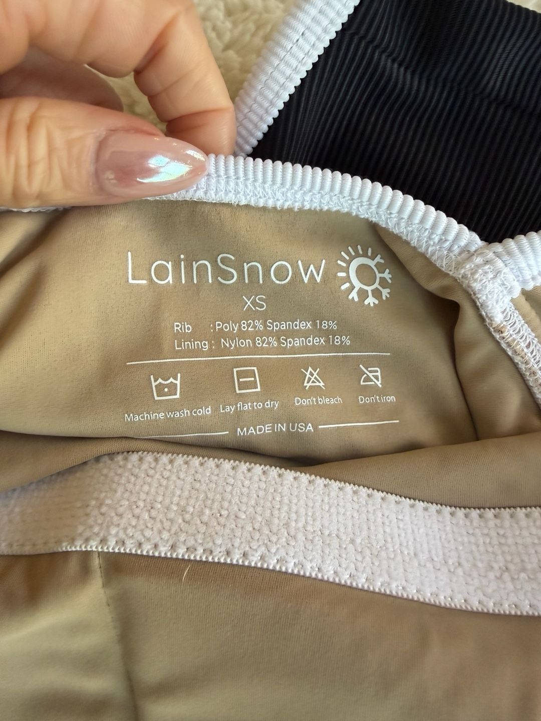 LainSnow Colorblock “Amangiri” One Piece Swimsuit in Beige/Black/White - XS 4