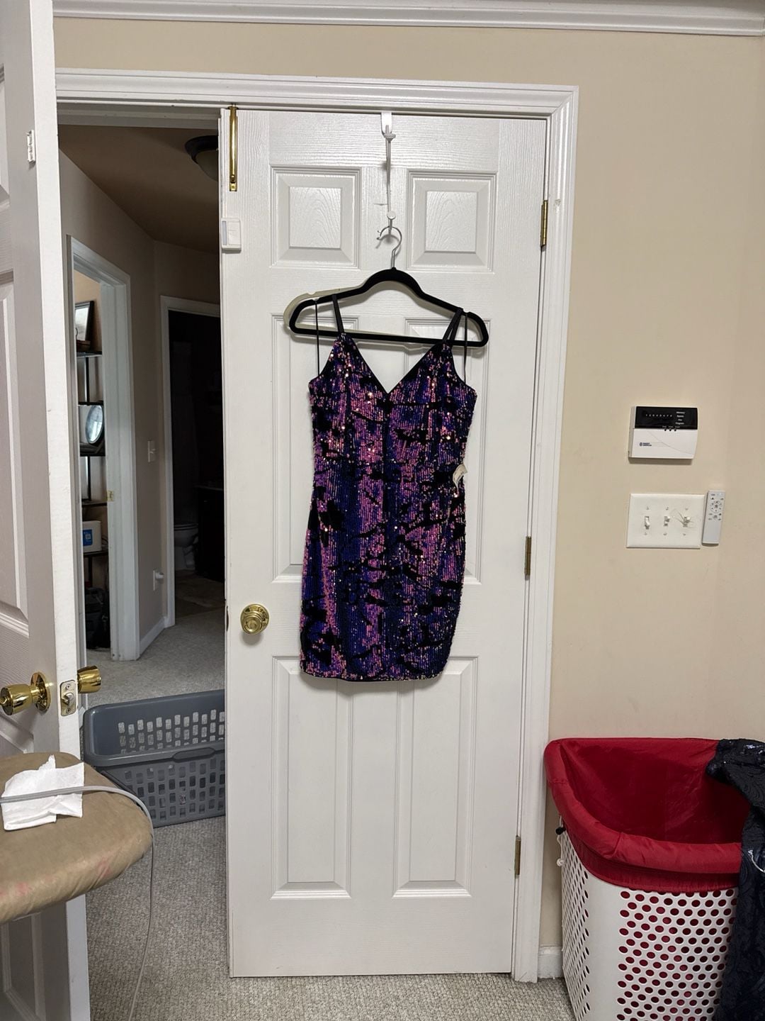 Windsor Monique Sequin Bodycon Mini Dress in Purple and Black 2