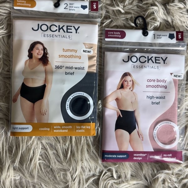 SMALL (2pk mid- High waist) Jockey Essentials Women's Smoothing Brief Bundle