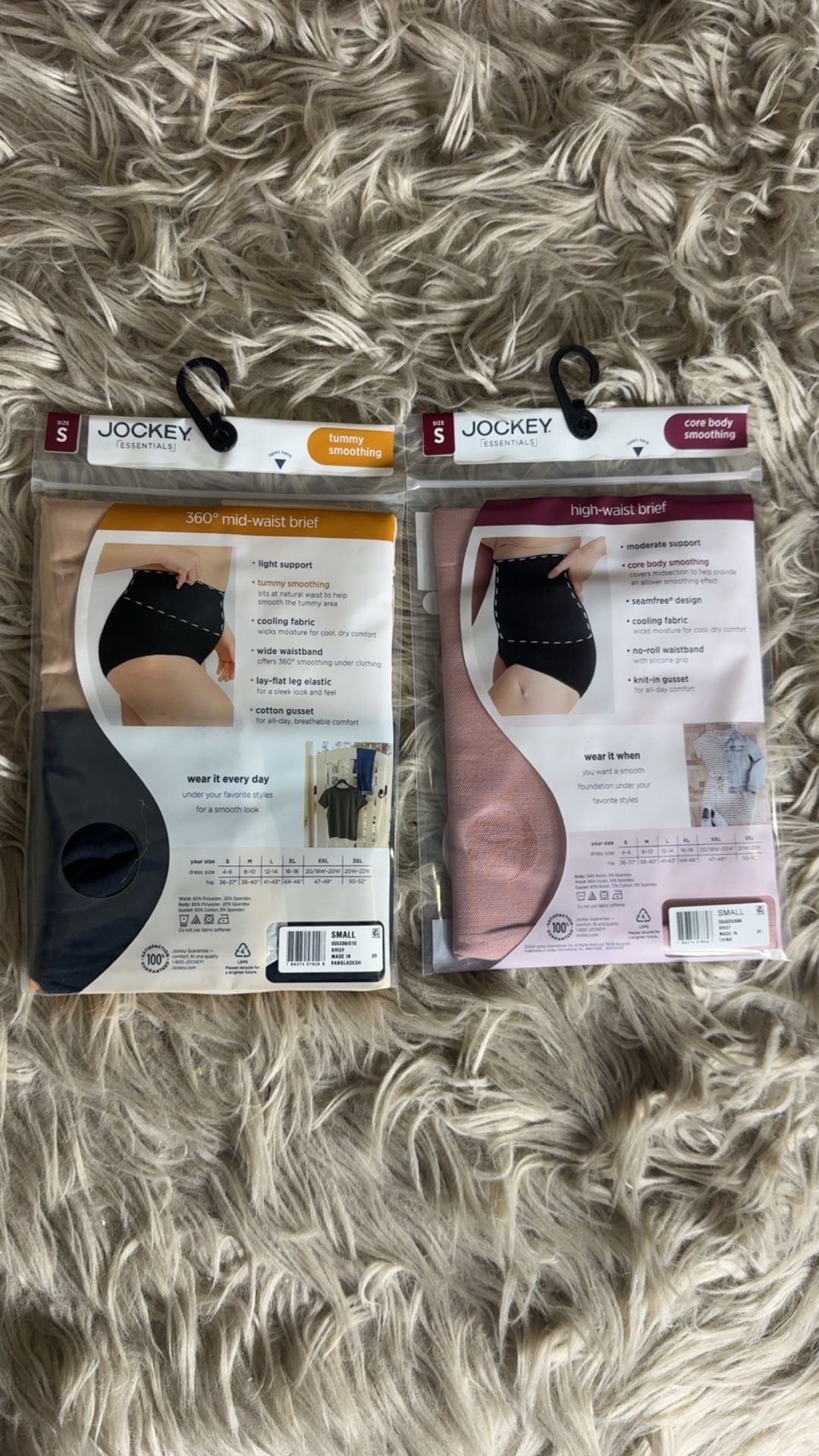 SMALL (2pk mid- High waist) Jockey Essentials Women's Smoothing Brief Bundle 2