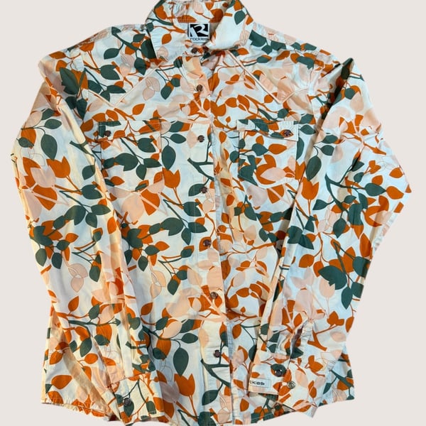 Vintage Rockies Floral Western Snap Front Blouse Women's Small