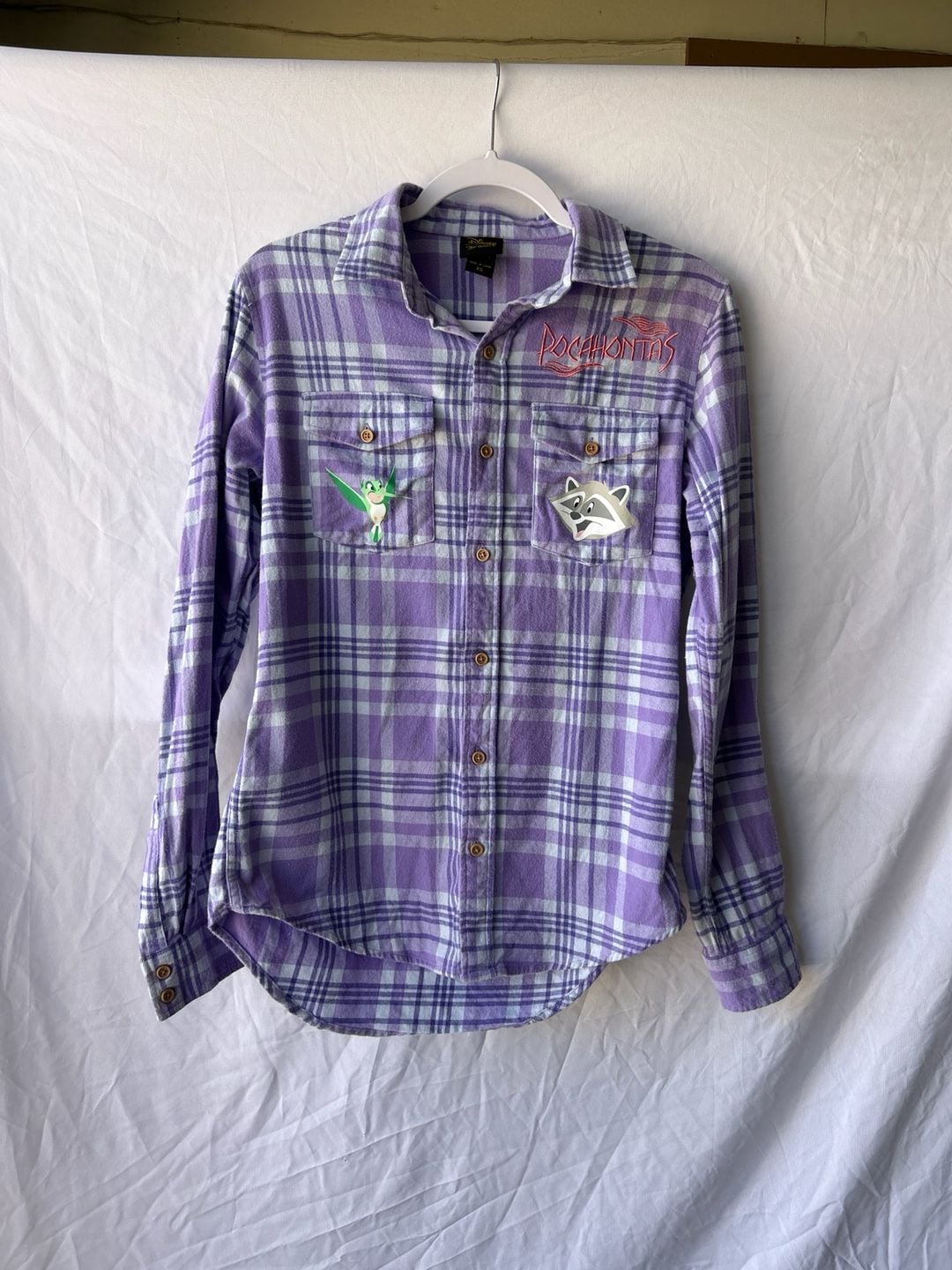 Disney Our Universe Pocahontas Purple Plaid Flannel Button-Up Shirt 2