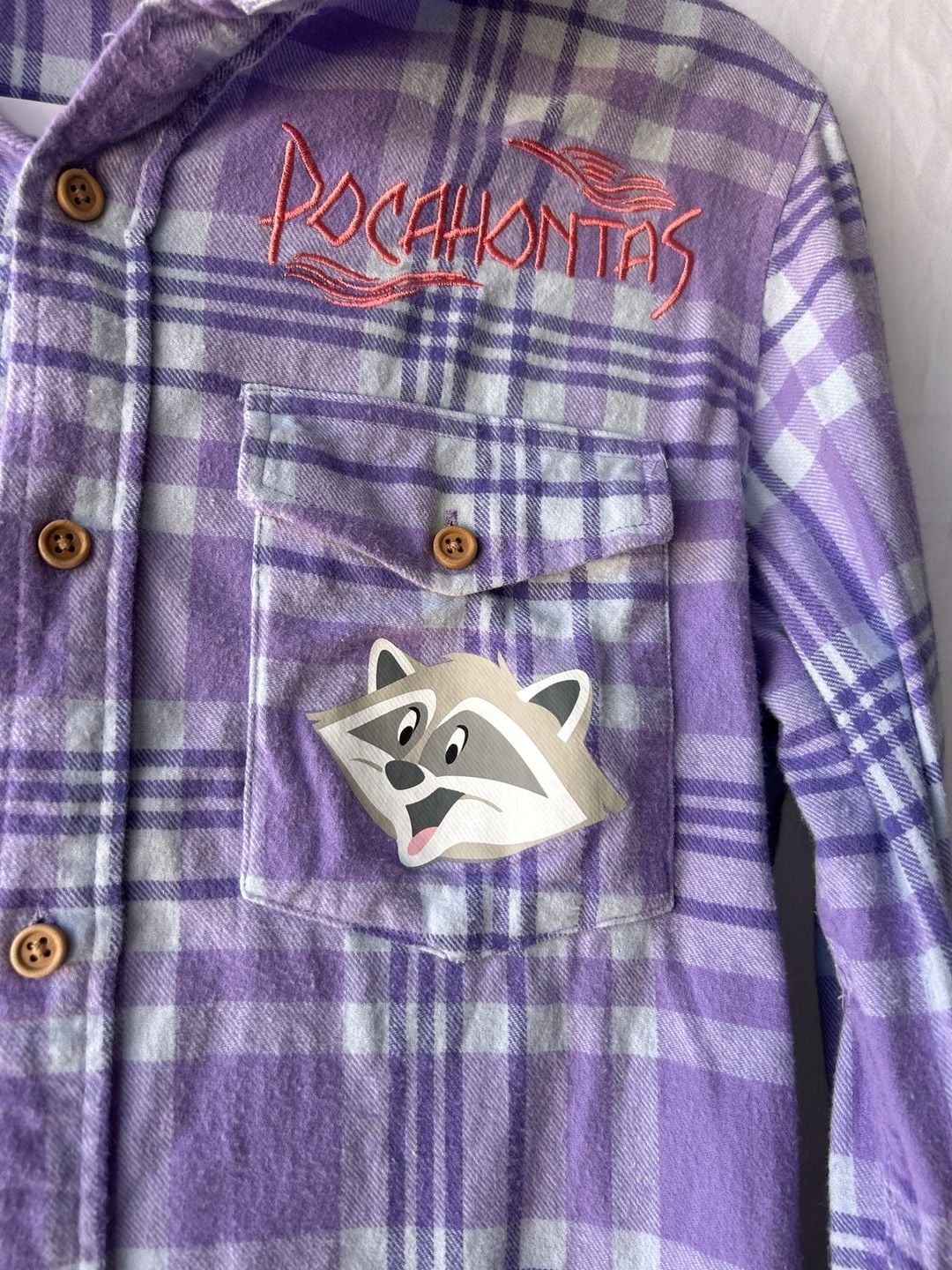 Disney Our Universe Pocahontas Purple Plaid Flannel Button-Up Shirt 4
