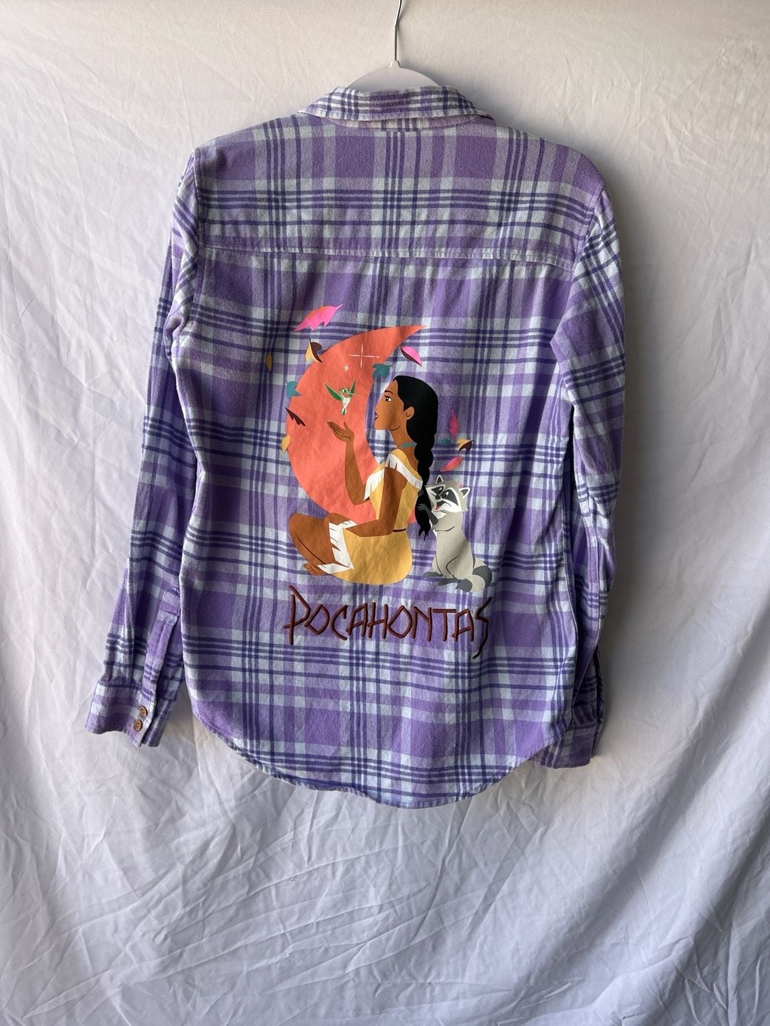Disney Our Universe Pocahontas Purple Plaid Flannel Button-Up Shirt 6