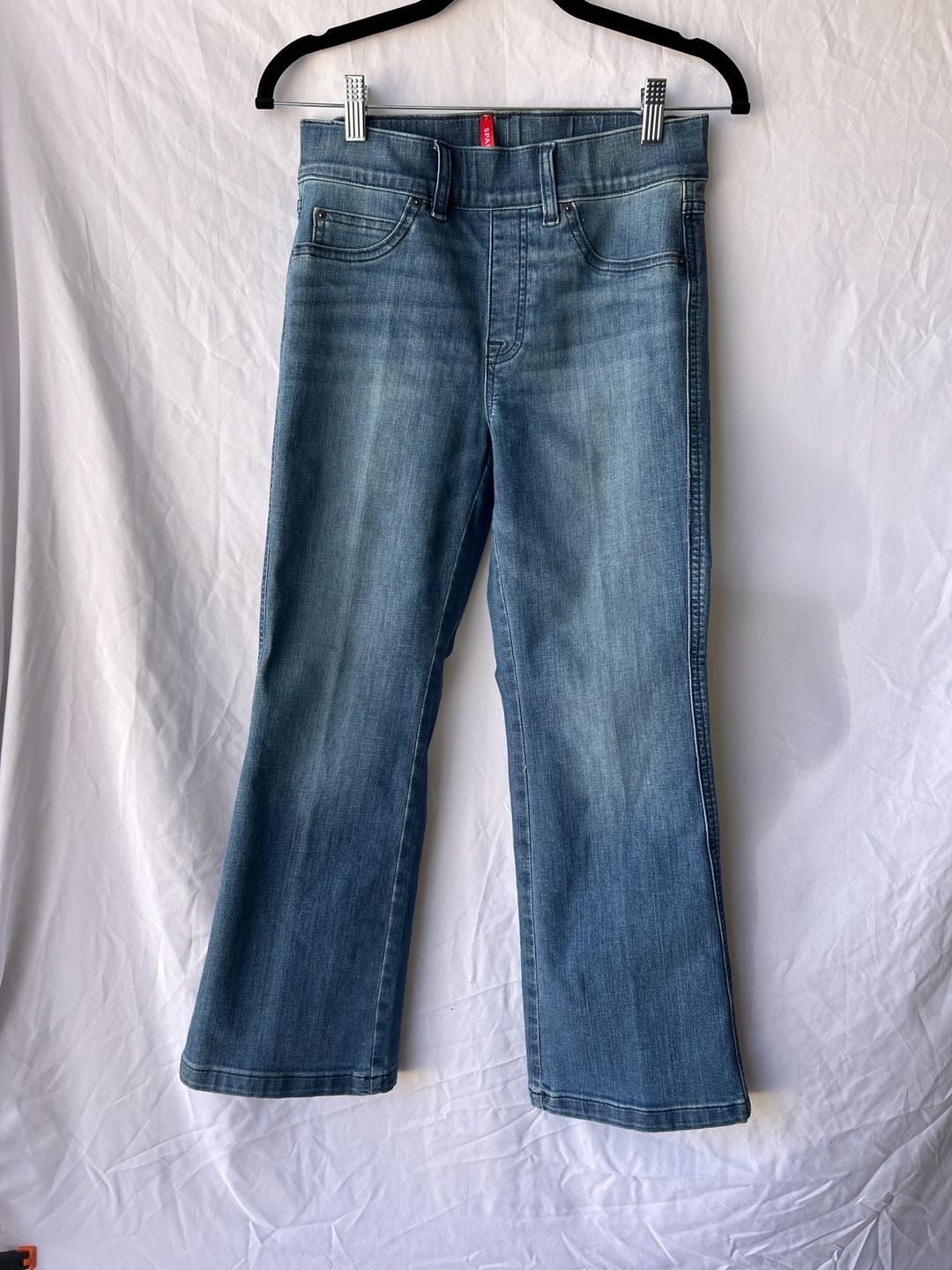 Spanx Petite Cropped Kick Flare Jeans in Vintage Indigo 3