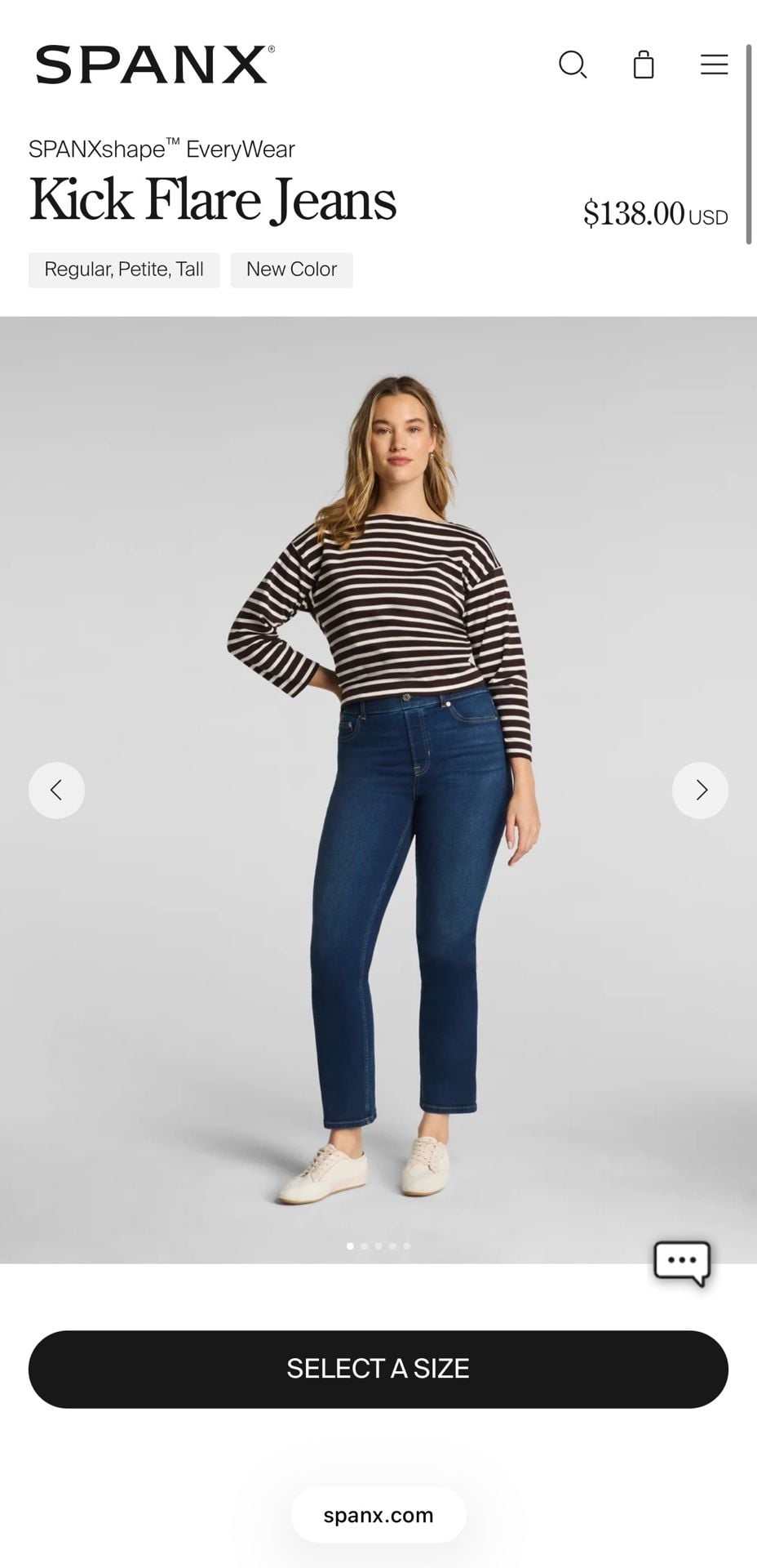 Spanx Petite Cropped Kick Flare Jeans in Vintage Indigo 2