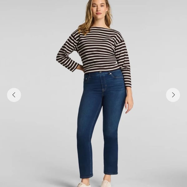 Spanx Petite Cropped Kick Flare Jeans in Vintage Indigo