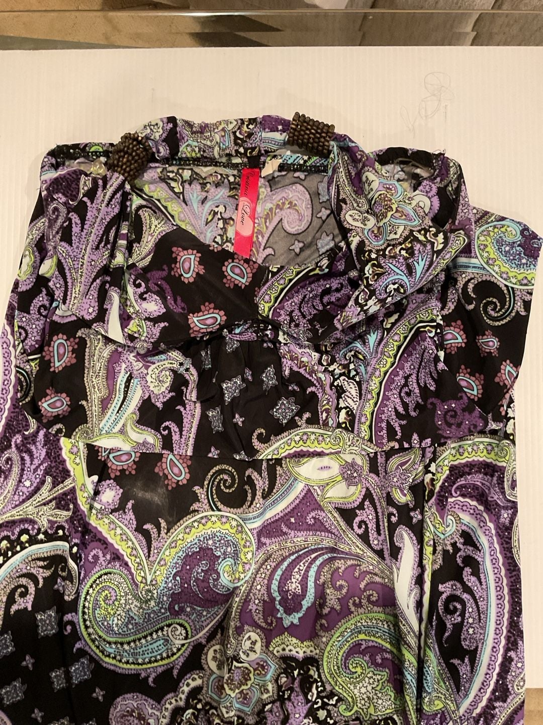 Christina Love Purple Paisley Halter Maxi Dress with Beaded Neckline 3